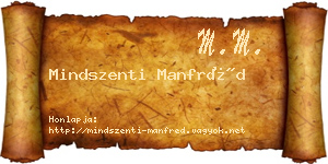 Mindszenti Manfréd névjegykártya